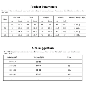 Detailed size chart for men's slim fit PU leather jacket with shoulder and bust measurements