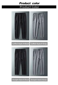Detail view of men's knitted joggers with drawstring waist and hidden zipper pockets
