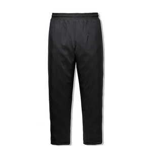 Men's winter down pants in black with elastic drawstring waist and casual straight fit