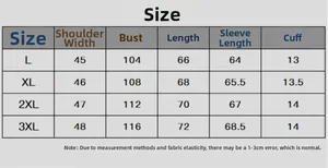 Detailed size chart for men's PU leather jacket including shoulder, chest, and length info