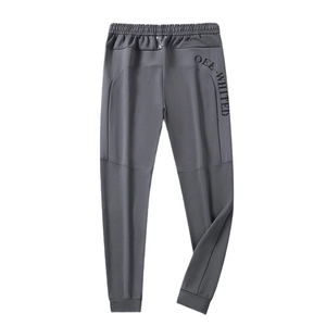 Men's dark grey ice silk quick-dry joggers with elastic waist and tapered ankle cuffs