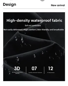 Close-up of black waterproof windbreaker fabric with 3D cut and technical grid texture