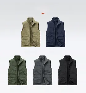 Collage de gilets en polaire coupe-vent pour hommes en kaki, bleu, vert, gris et noir
