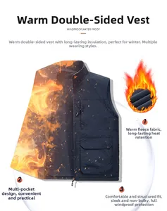Vue détaillée du gilet polaire réversible avec tissu coupe-vent et multiples poches