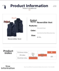 Vue détaillée du gilet en polaire réversible avec poches multiples et options de couleurs