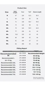 Detailed size chart for men's waterproof windbreaker jacket ranging from size M up to 8XL