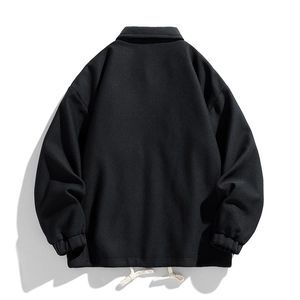 Men's black casual hooded jacket with honeycomb texture and adjustable drawstring hem