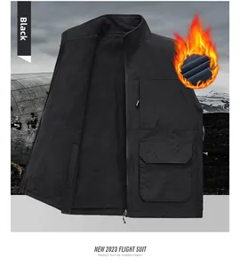 Détail du gilet de vol noir doublé polaire avec poches multiples et col montant