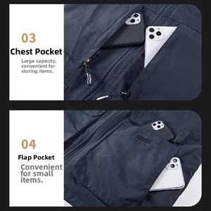 Détail du gilet polaire montrant de grandes poches à rabat velcro et poche de poitrine