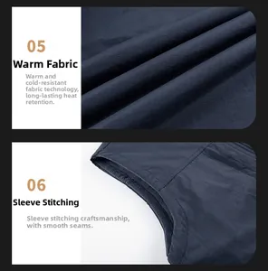 Détail du gilet polaire bleu marine montrant la texture du tissu et les coutures précises