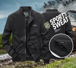 Detailed view of black men's jacket with YOUTHFUL print and snap button side pockets