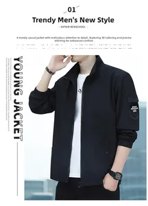 Close-up of black casual jacket featuring sport outdoor patch and ribbed elastic cuffs
