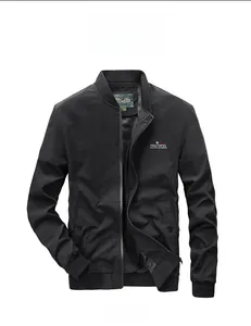 Detailed view of black bomber jacket with ribbed collar and white Youthful logo print