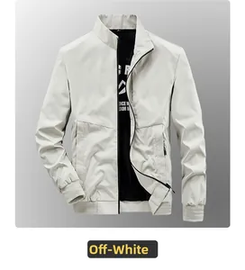 Detail view showing breathable black mesh lining with white lettering on beige jacket