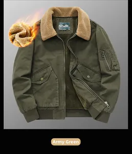 Détails du blouson aviateur vert armée avec col sherpa kaki et doublure polaire