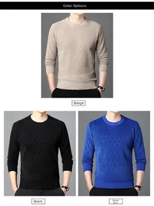 Détails de la maille chenille pour hommes en coloris beige, noir et bleu roi intense