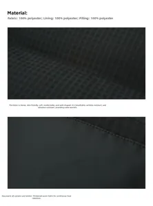 Detail of black waffle pattern texture and polyester fiber fabric on men's winter jacket