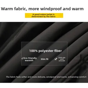 Macro shot of windproof black 100% polyester fabric texture on men winter jacket