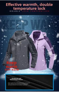 Detail of 3-in-1 outdoor jacket with thickened fleece lining and dual thermal lock system