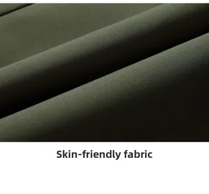 Detailed macro view of skin-friendly dark olive green fabric with breathable texture