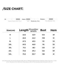 Größentabelle für Herrenjacke mit detaillierten Maßen von M bis 5XL in Zentimetern