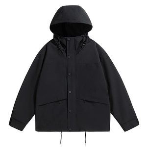 Men Outdoor Windbreaker Jacket Hooded Windproof Breathable Coat Casual Color Block Sportswear Polyester Male Clothing
