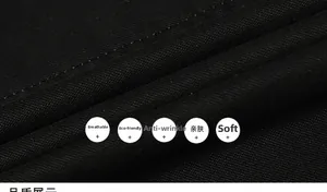 Detail of black cotton fabric showing breathable, wrinkle-resistant and skin-friendly texture