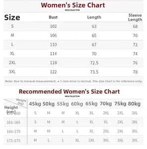 Detailed size chart for women waterproof outdoor jacket including bust and length data