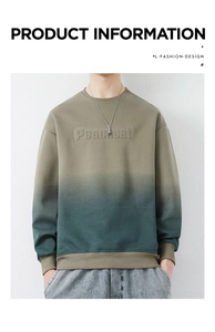 Detail of Peachcat embossed texture on green gradient crewneck sweatshirt