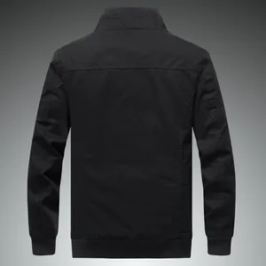 Detail view showing the reinforced back stitching and ribbed cuffs of the black cotton jacket