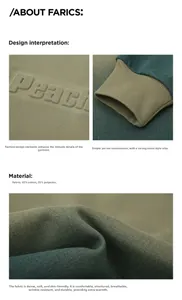 Detail of 65% cotton fabric with peach embossed texture and ribbed cuffs for men's sweatshirt