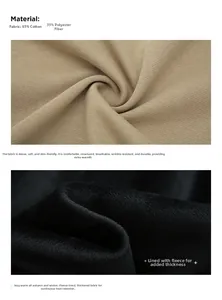 Detailed fabric view of 65% cotton blend exterior and soft black fleece thermal lining
