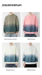 Detail view of four color gradient sweatshirts with embossed Peacheat chest lettering