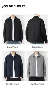 Vorder- und Rückansicht der minimalistischen Herrenjacke in Schwarz, Marine und Hellgrau