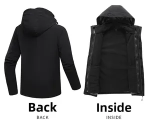 Waterproof jacket back view and soft fleece lining detail for cold weather comfort