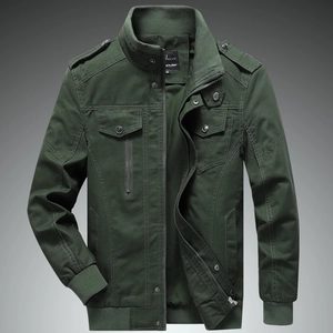 Men's Casual Cotton Work Jacket Stand Collar Multi-pocket Outdoor Utility Jacket Windproof Loose Fit Autumn Military Style Coat