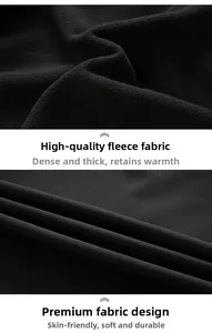 Detail of warm black fleece lining and durable outer shell fabric for winter jacket