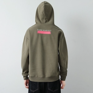 Sweat à capuche homme vert olive avec imprimé Dark Harvest au dos style rétro