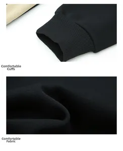 Detail of black ribbed knit cuffs and high-quality comfortable fabric texture