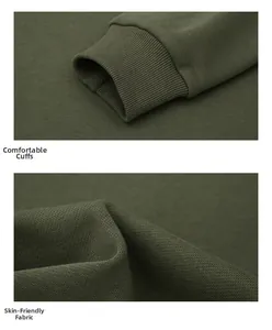 Detail of ribbed cuffs and waffle knit fabric texture on men's olive green long sleeve shirt