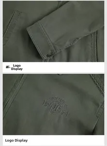 Détails de la veste décontractée avec boutons de manchette et broderie du logo
