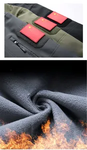 Détail de la doublure polaire thermique et vestes tactiques avec écussons drapeau