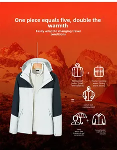 Veste de randonnée 3 en 1 imperméable avec couche extérieure et doublure polaire amovible