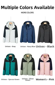 Détails des vestes imperméables 3-en-1 en six couleurs, dont le gris et le rose