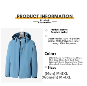 Détail de la veste imperméable bleu brouillard avec capuche amovible et poignets réglables
