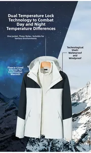 Veste de randonnée 3 en 1 imperméable avec doublure polaire amovible et coque coupe-vent