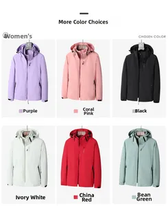 Collection de vestes 3-en-1 femme imperméables en violet, rose, noir, rouge et ivoire