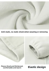Vue détaillée de la doublure polaire antistatique et des poignets élastiques sur la veste
