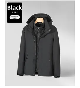 Détail de la veste 3-en-1 noire coupe-vent avec doublure en polaire chaude amovible