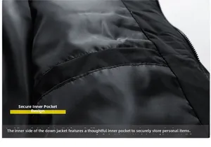 Detailansicht der Daunenjacke mit Fokus auf die sichere Innentasche und das Innenfutter